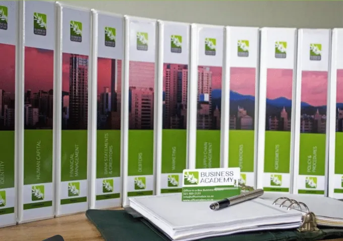 The Office-in-a-Box set of green branded folders